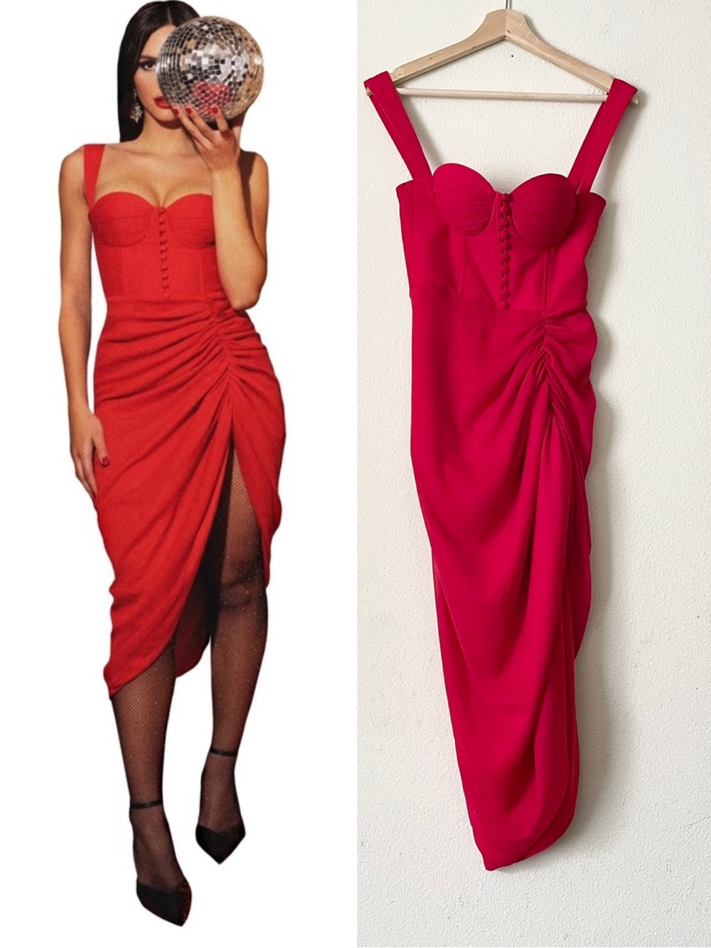 Adeirlina XS It’s Showtime corset style red midi dress